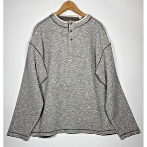 Lemon and Soda Sweatshirt Mens XL Gray Marled Henley Heavyweight Made in USA 90s